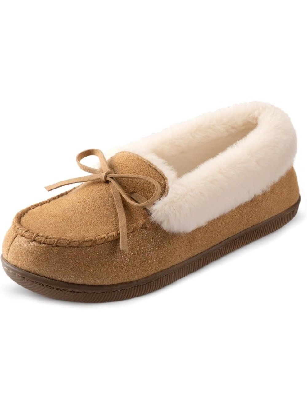 Women's Tan Caroline Glittered Cozy Elegance Upper Plush Faux Fur Lining Slipper